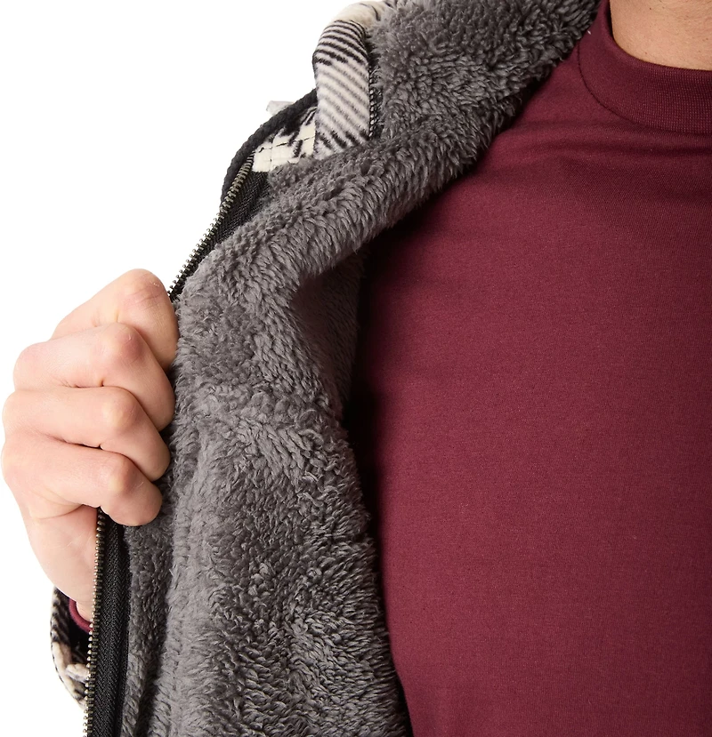 Smith's Workwear Men's Sherpa-Lined Full Zip Hooded Microfleece Shirt Jacket