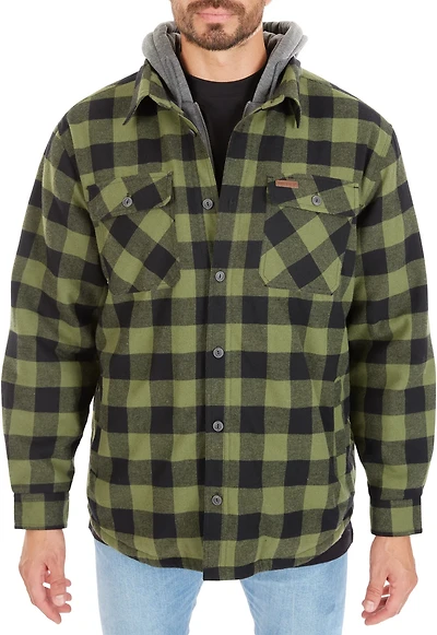 Smith's Workwear Men's Big & Tall Sherpa-Lined Hooded Flannel Shirt Jacket