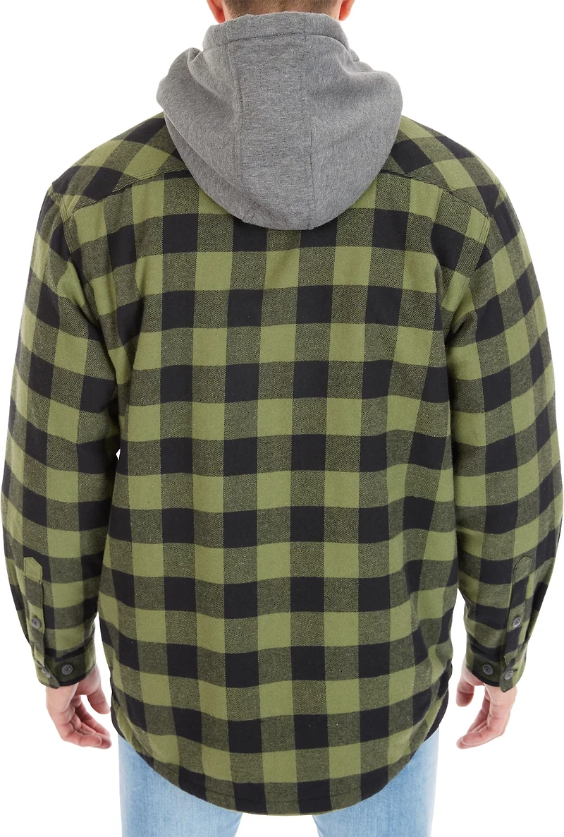 Smith's Workwear Men's Big & Tall Sherpa-Lined Hooded Flannel Shirt Jacket