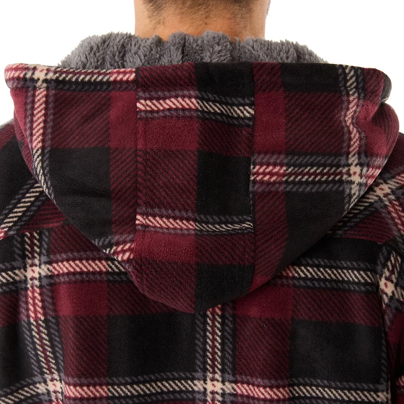 Smith's Workwear Men's Sherpa-Lined Full Zip Hooded Microfleece Shirt Jacket