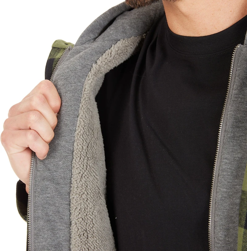 Smith's Workwear Men's Big & Tall Sherpa-Lined Hooded Flannel Shirt Jacket