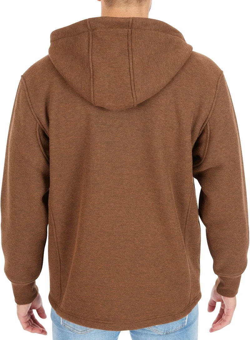 Smith's Workwear Men's Big & Tall Sherpa-Lined Heathered Thermal Hooded Full-Zip Shirt Jacket