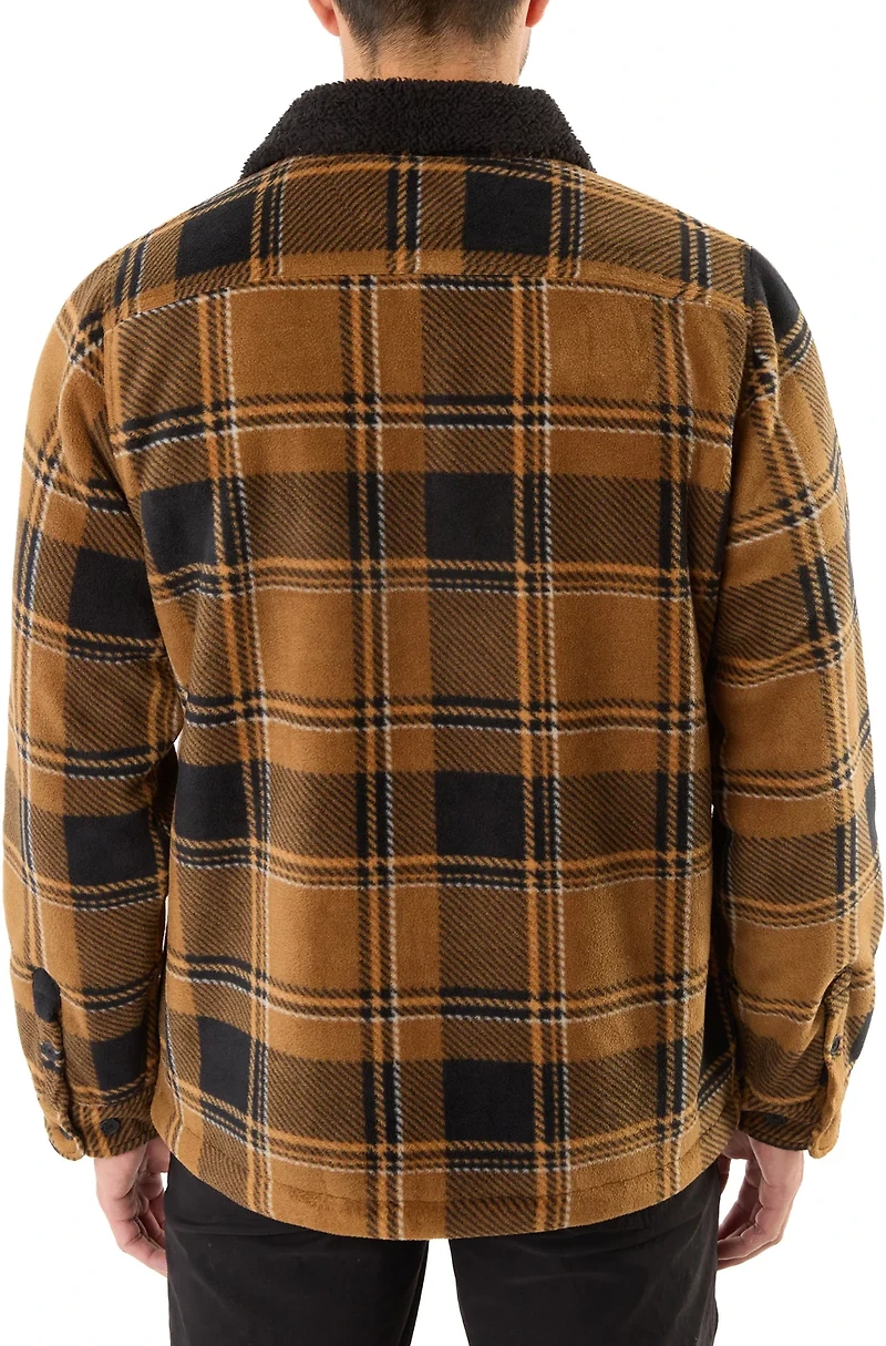 Smith's Workwear Men's Big & Tall Sherpa-Lined Plaid Polarfleece Jacket