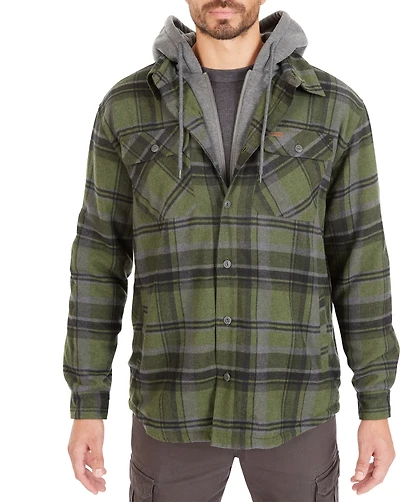 Smith's Workwear Men's Big & Tall Sherpa-Lined Hooded Flannel Shirt Jacket