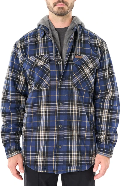 Smith's Workwear Men's Big & Tall Sherpa-Lined Hooded Flannel Shirt Jacket