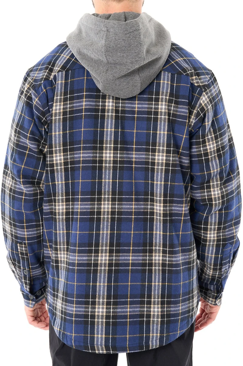 Smith's Workwear Men's Big & Tall Sherpa-Lined Hooded Flannel Shirt Jacket