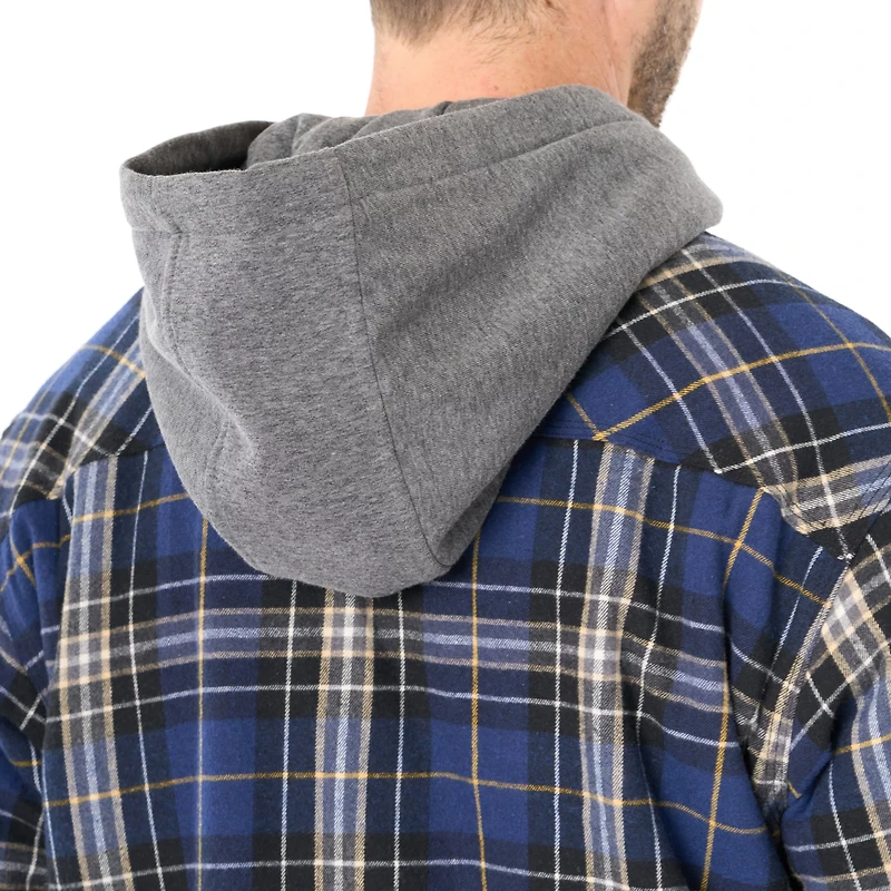 Smith's Workwear Men's Big & Tall Sherpa-Lined Hooded Flannel Shirt Jacket