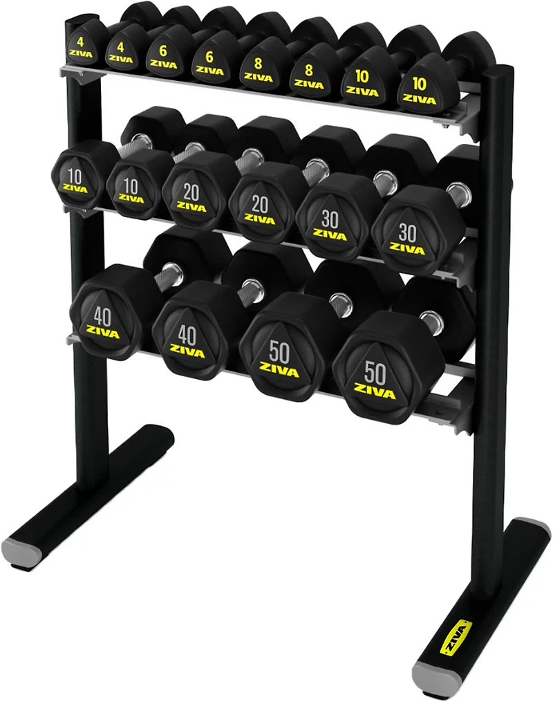 ZIVA3-Tier Tribell and Hexagon Dumbbell Rack