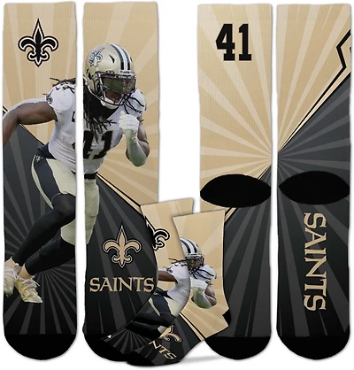 For Bare Feet Adults' New Orleans Saints Alvin Kamara 41 Record Breaker Crew Socks