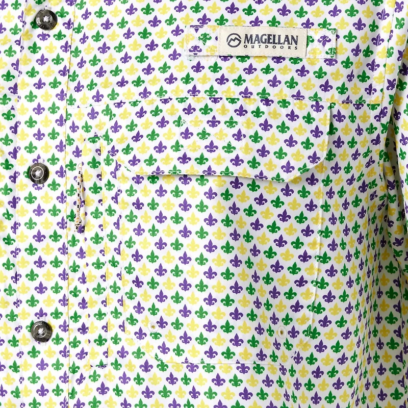 Magellan Outdoors Men's Mardi Gras Micro Print Fishing Shirt