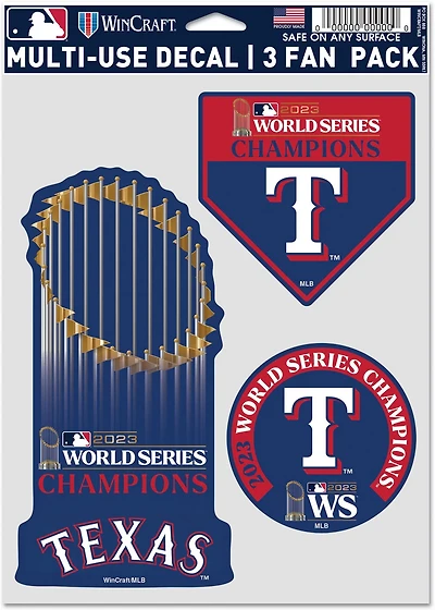 WinCraft Rangers 2023 World Series Champs 3 Pack Fan Decal