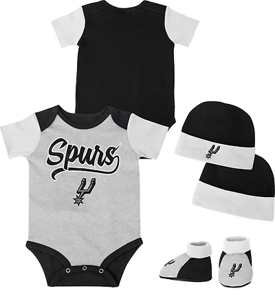 Outerstuff Infants' San Antonio Spurs Buzzer Beater Creeper, Hat and Bootie Set