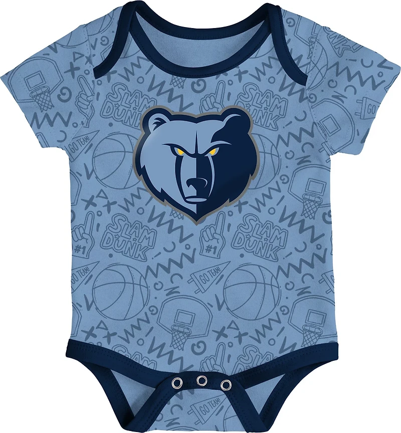 Outerstuff Infants' Memphis Grizzlies Slam Dunk Short Sleeve Creeper Set 3-Pack
