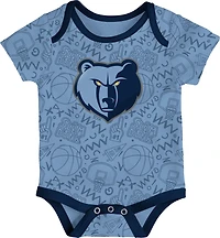 Outerstuff Infants' Memphis Grizzlies Slam Dunk Short Sleeve Creeper Set 3-Pack