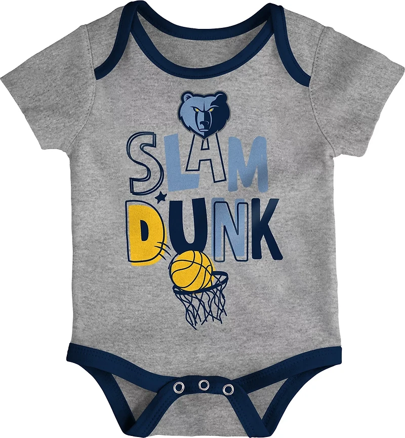 Outerstuff Infants' Memphis Grizzlies Slam Dunk Short Sleeve Creeper Set 3-Pack