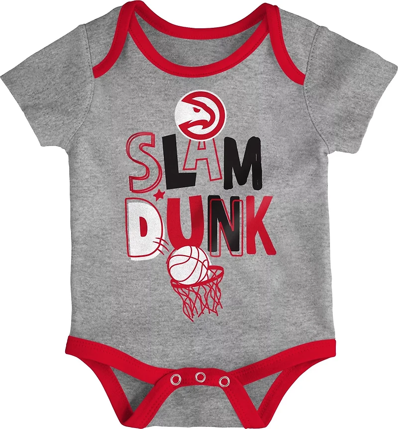 Outerstuff Infants' Atlanta Hawks Slam Dunk Short Sleeve Creeper Set 3-Pack
