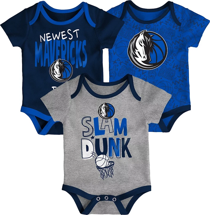 Outerstuff Infants' Dallas Mavericks Slam Dunk Short Sleeve Creeper Set 3-Pack