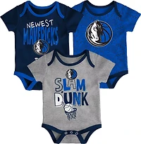Outerstuff Infants' Dallas Mavericks Slam Dunk Short Sleeve Creeper Set 3-Pack
