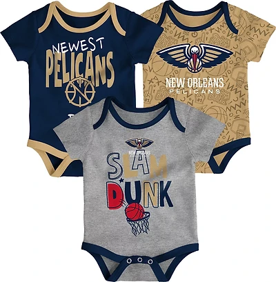 Outerstuff Infants' New Orleans Pelicans Slam Dunk Short Sleeve Creeper Set 3-Pack