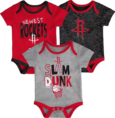 Outerstuff Infants' Houston Rockets Slam Dunk Short Sleeve Creeper Set 3-Pack