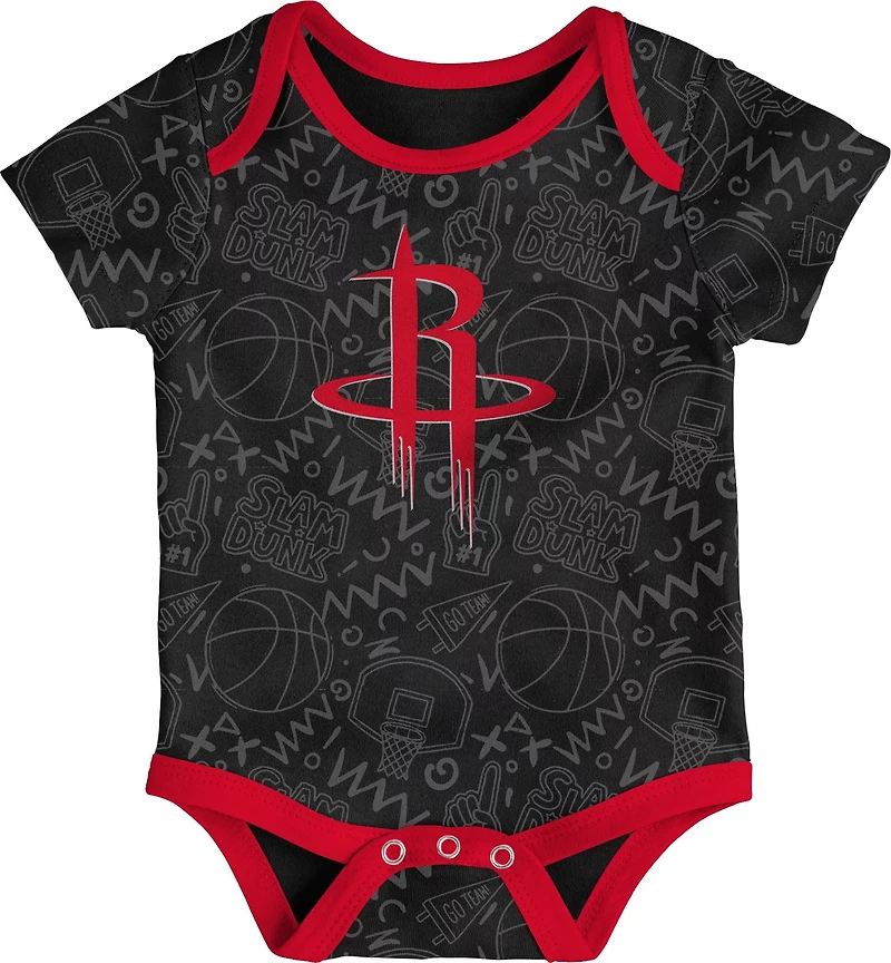 Outerstuff Infants' Houston Rockets Slam Dunk Short Sleeve Creeper Set 3-Pack