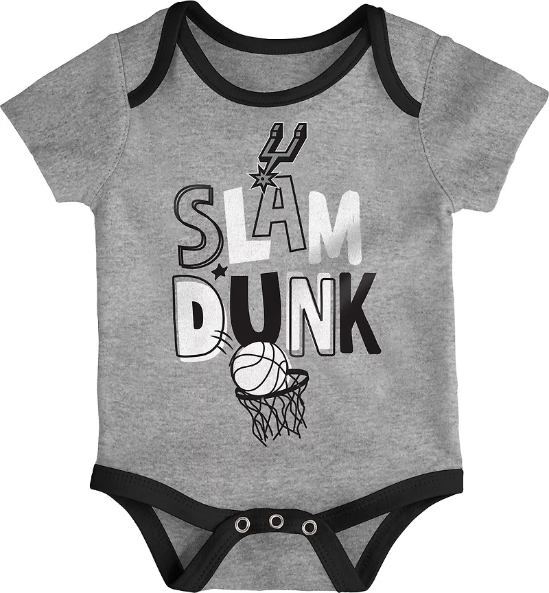 Outerstuff Infants' San Antonio Spurs Slam Dunk Short Sleeve Creeper Set 3-Pack