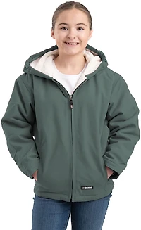 Berne Girls' Sherpa-Lined Softstone Duck Hooded Jacket