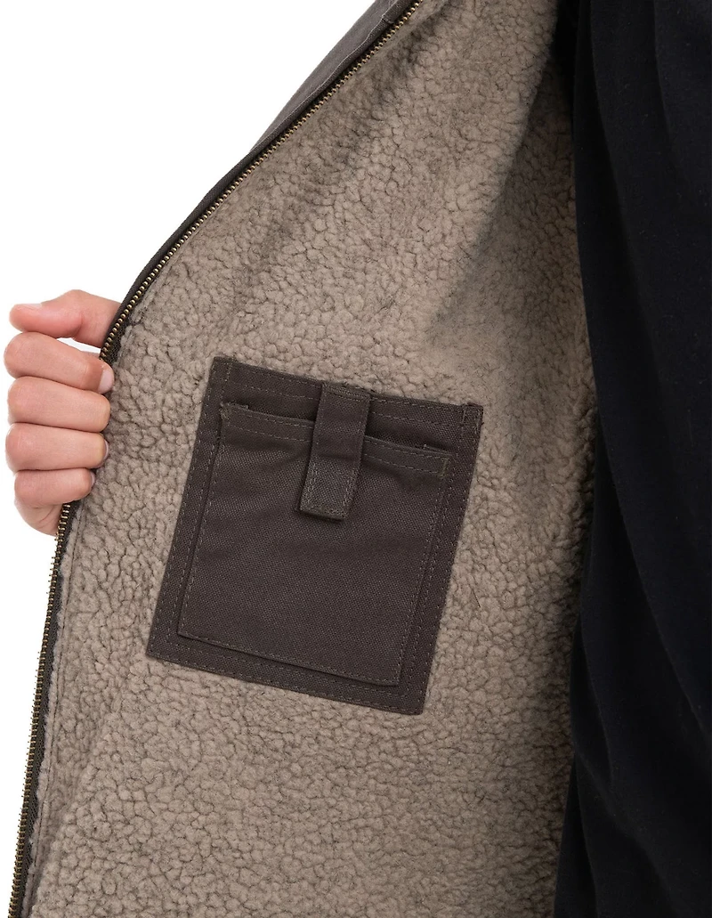 Berne Boys' Sherpa-Lined Softstone Duck Hooded Jacket