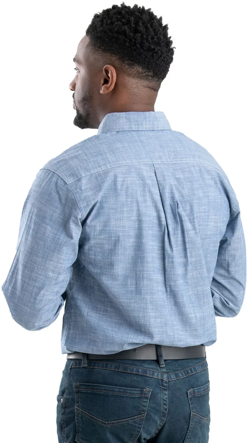 Berne Men's Foreman Flex Long Sleeve Chambray Button Down Shirt