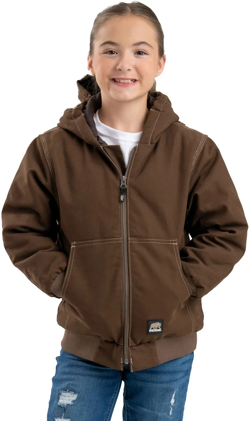 Berne Boys' Highland Softstone Duck Hooded Jacket