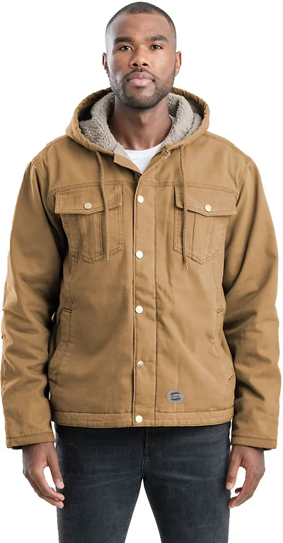Berne Men's Vintage Washed Sherpa-Lined Hooded Jacket