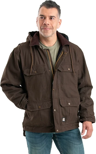 Berne Men's Heartland Washed Duck Zip-Off Hooded Coat