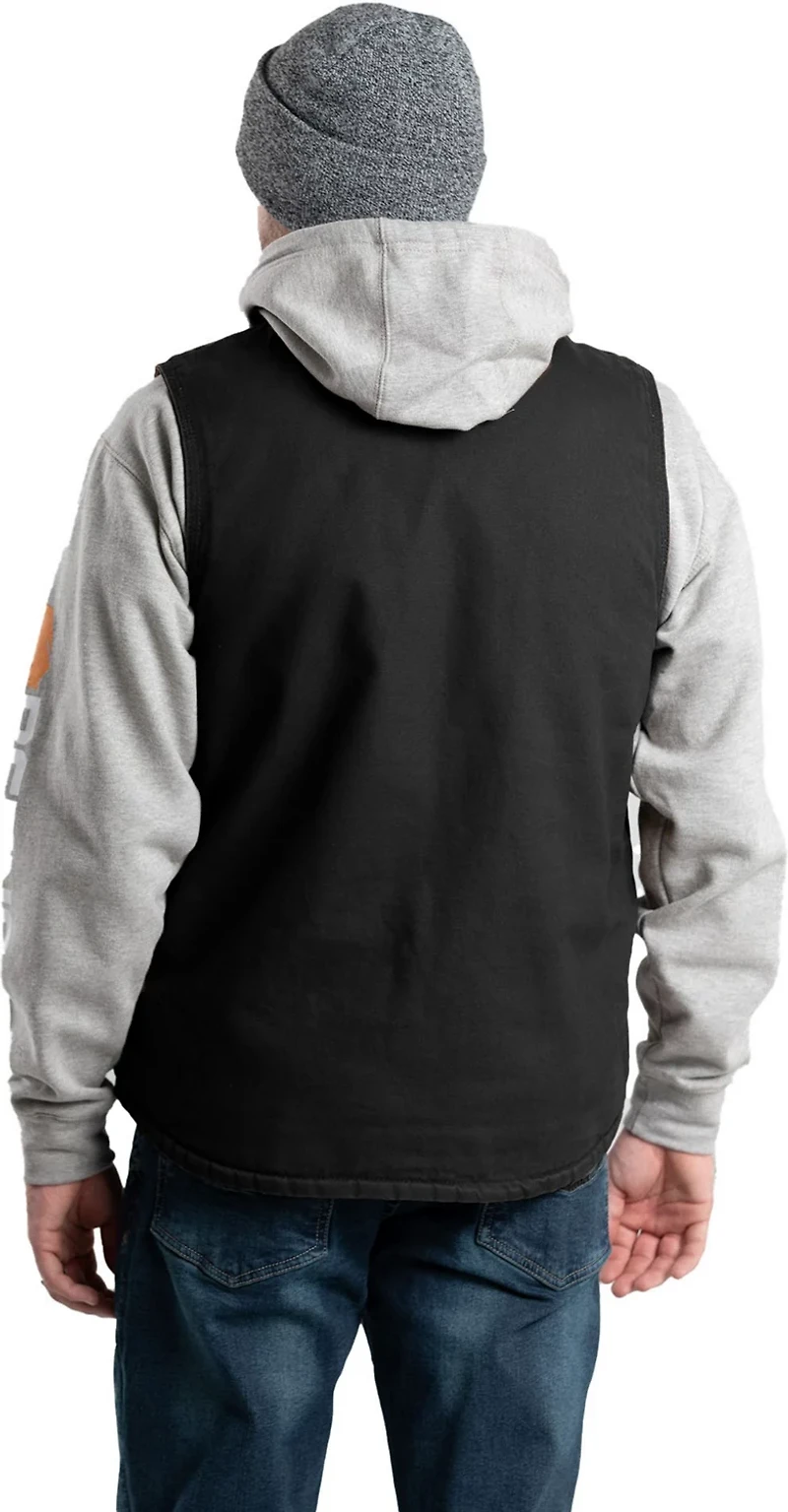 Berne Men's Heartland Sherpa-Lined Washed Duck V-Neck Vest