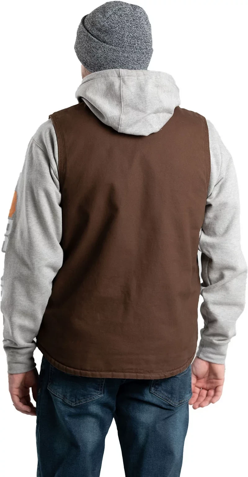 Berne Men's Heartland Sherpa-Lined Washed Duck V-Neck Vest
