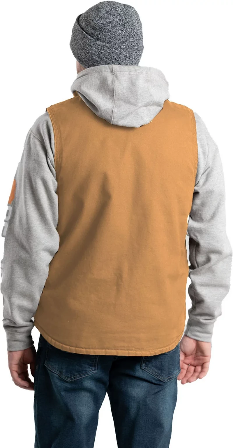 Berne Men's Heartland Sherpa-Lined Washed Duck V-Neck Vest