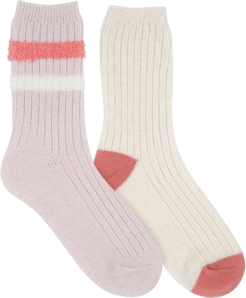 Magellan Outdoors Women's Varsity Stripe Lounge Crew Socks 2 Pack