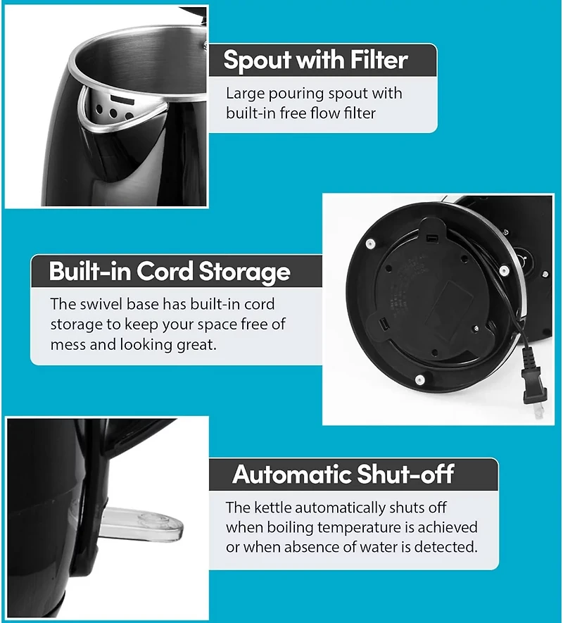 Elite Gourmet 1.8 L Cool-Touch Electric Kettle