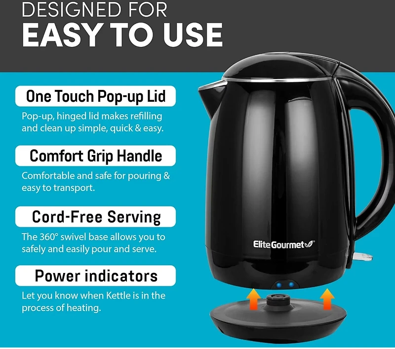 Elite Gourmet 1.8 L Cool-Touch Electric Kettle