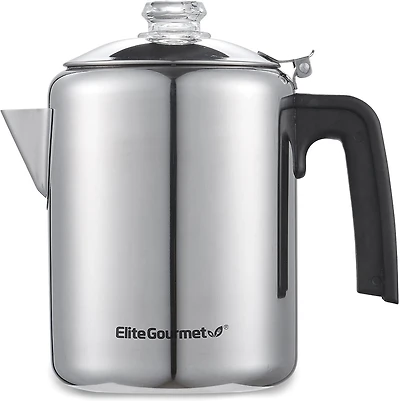 Elite Gourmet Stainless Steel Classic Stovetop 8-Cup Coffee and Tea Percolator