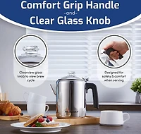 Elite Gourmet Stainless Steel Classic Stovetop 8-Cup Coffee and Tea Percolator