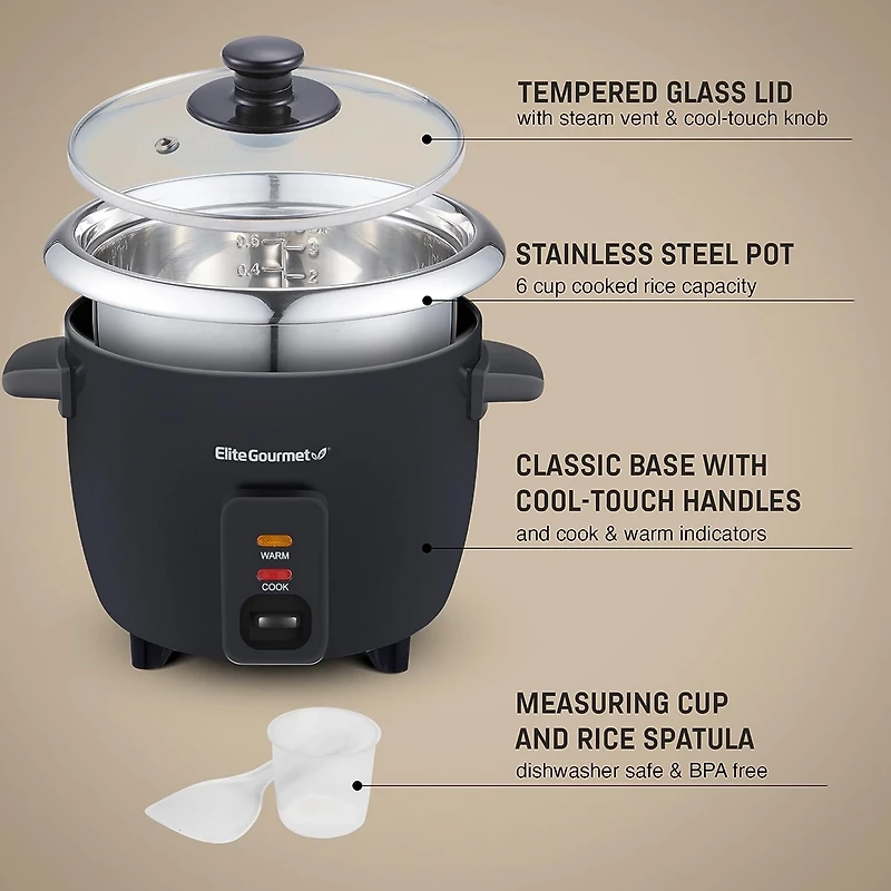 Elite Gourmet 6 Cup Rice Cooker