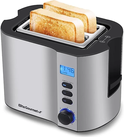 Elite Gourmet SS 2-Slice LCD Toaster With Bagel Function