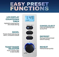 Elite Gourmet SS 2-Slice LCD Toaster With Bagel Function