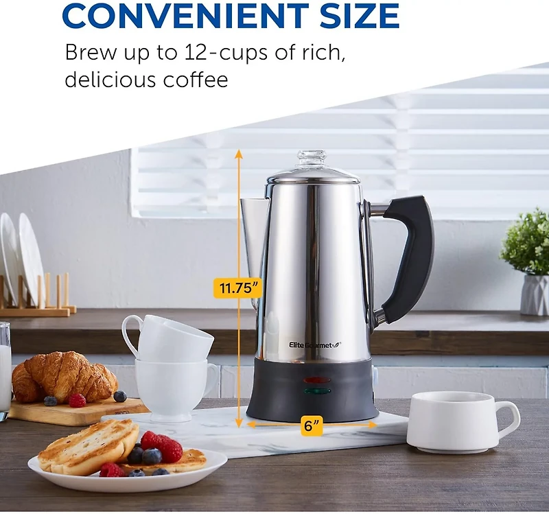 Elite Gourmet 12-Cup Electric Coffee Percolator