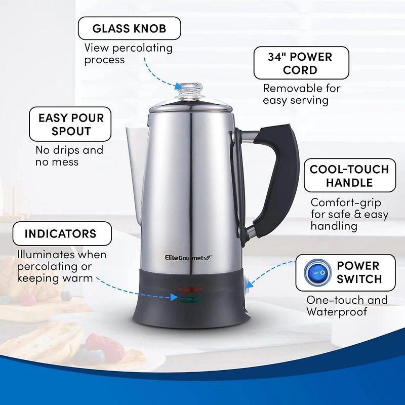 Elite Gourmet 12-Cup Electric Coffee Percolator