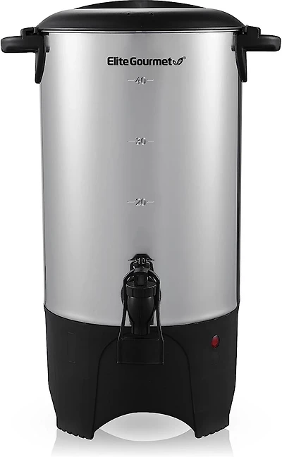 Elite Gourmet Stainless Steel 40-Cup Coffee Urn and Hot Water Dispenser