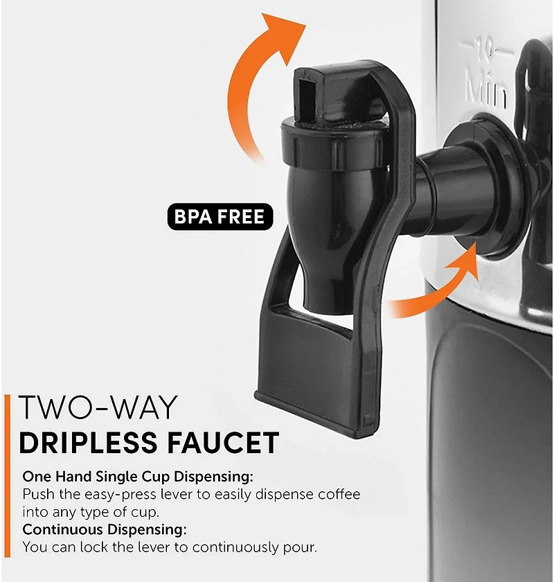 Elite Gourmet Stainless Steel 40-Cup Coffee Urn and Hot Water Dispenser