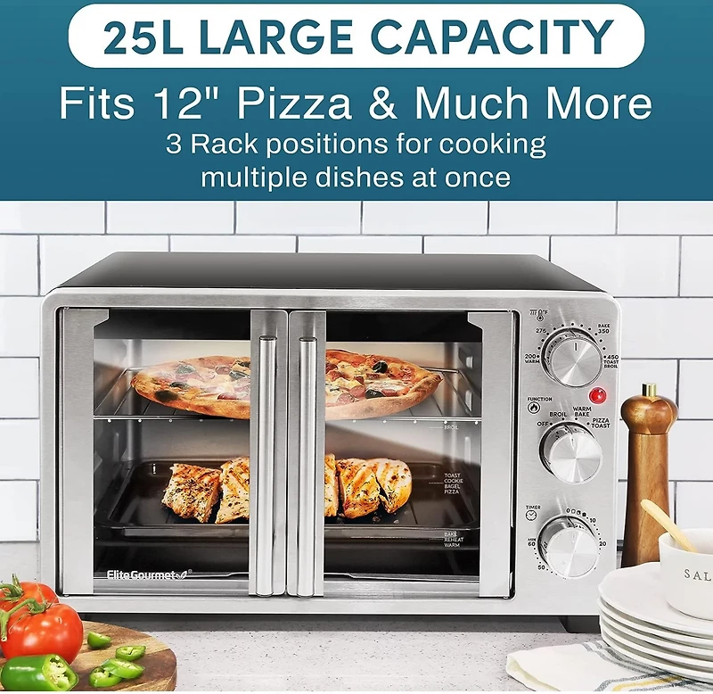 Elite Gourmet Double French Door Toaster Oven