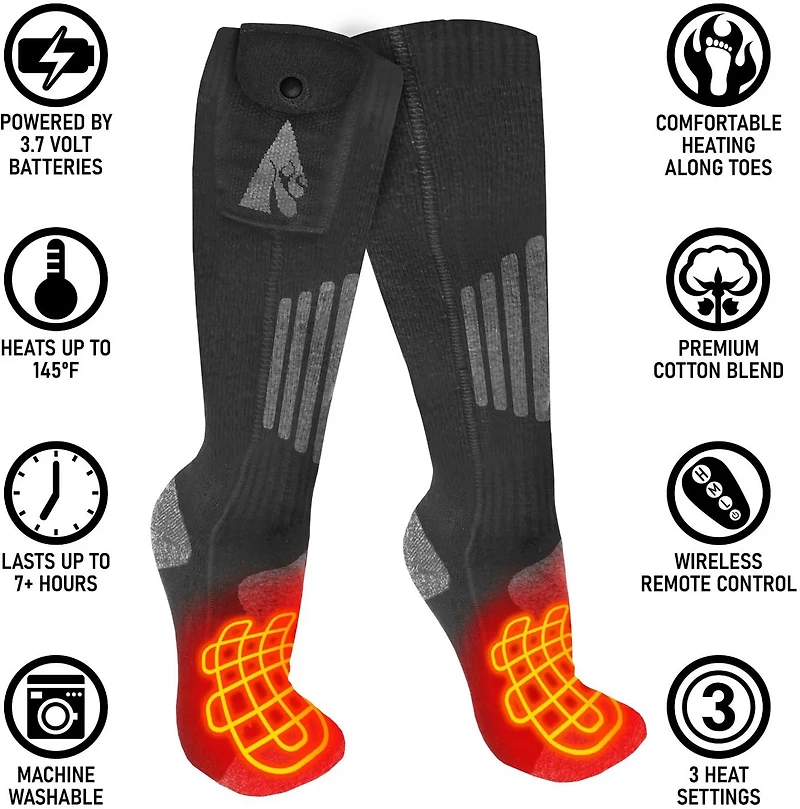 ActionHeat Cotton 3.7V Rechargeable Heated Socks