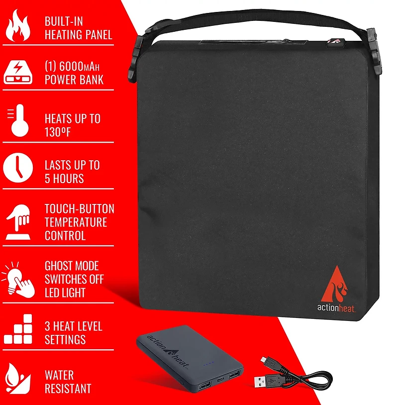 ActionHeat 5 Volt Battery-Heated Seat Cushion